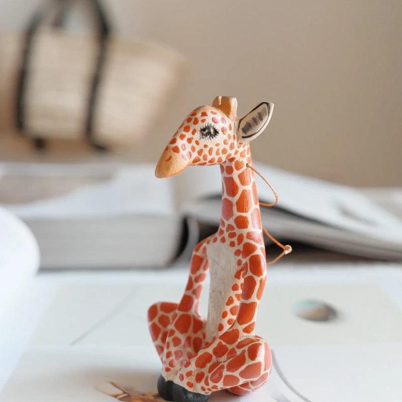 Hand Carved Kenyan Safari Animal Wood Ornament