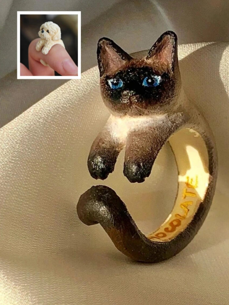 Csutom Cat Hug Handmade Ring
