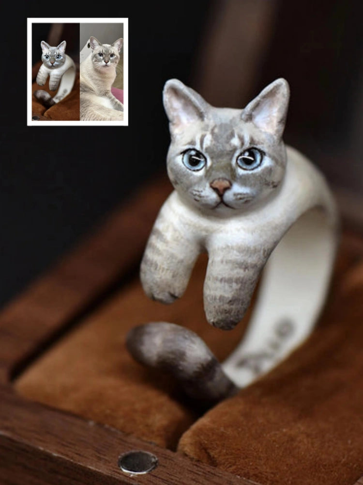 Csutom Cat Hug Handmade Ring