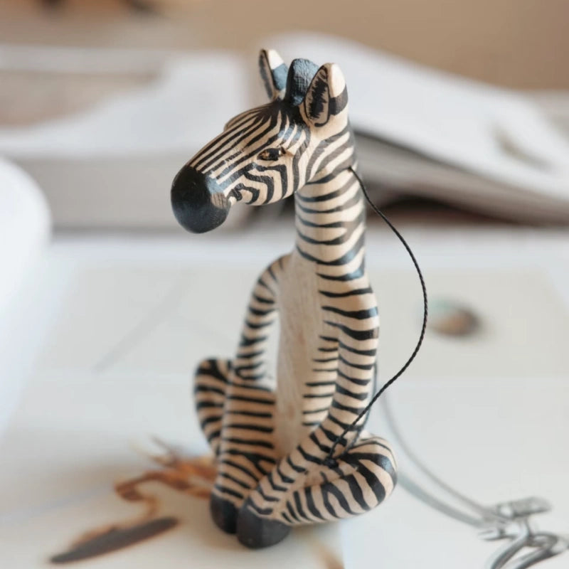 Hand Carved Kenyan Safari Animal Wood Ornament