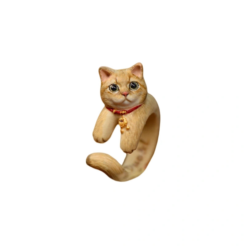 Csutom Cat Hug Handmade Ring