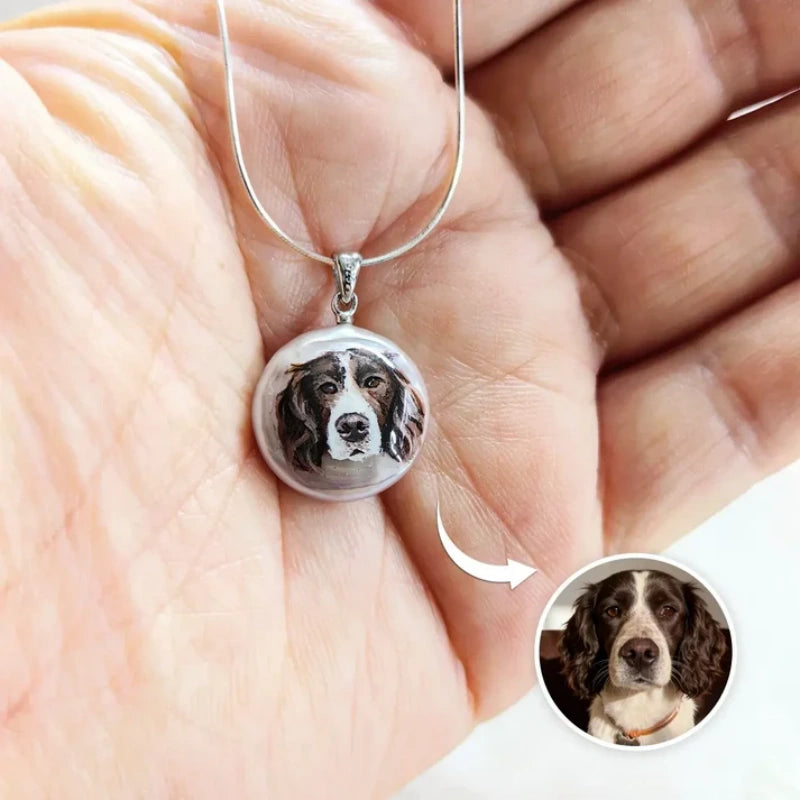 Custom Pet Portrait Pearl Necklace