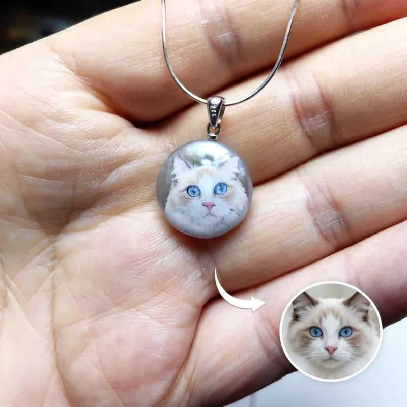 Custom Pet Portrait Pearl Necklace
