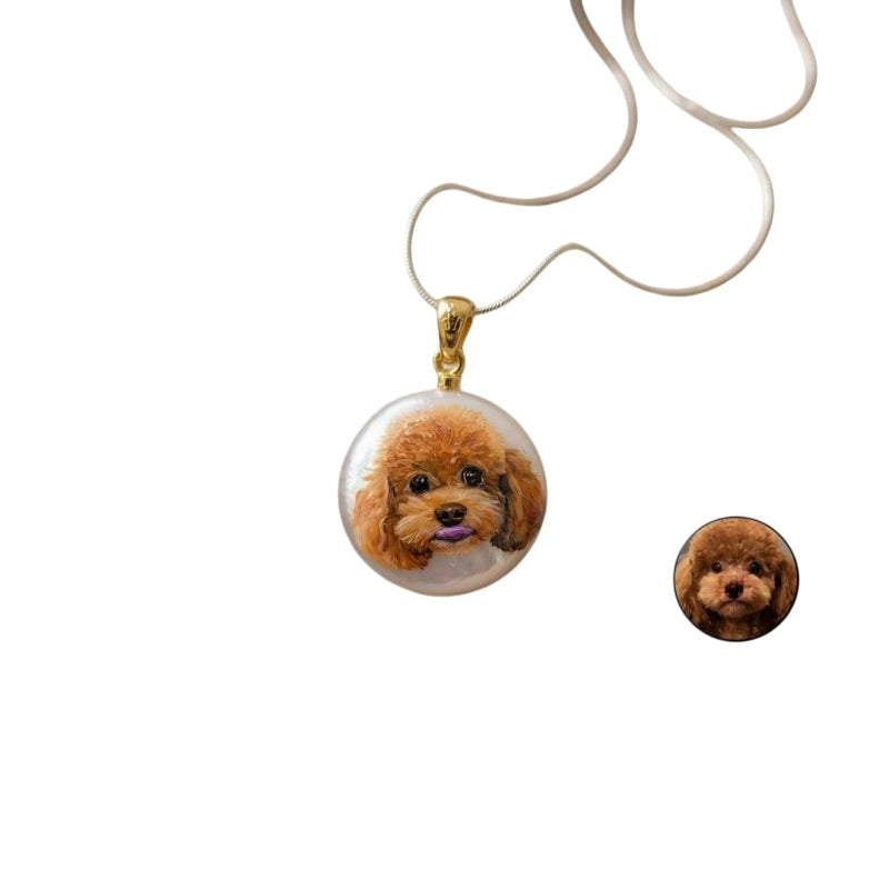 Custom Pet Portrait Pearl Necklace
